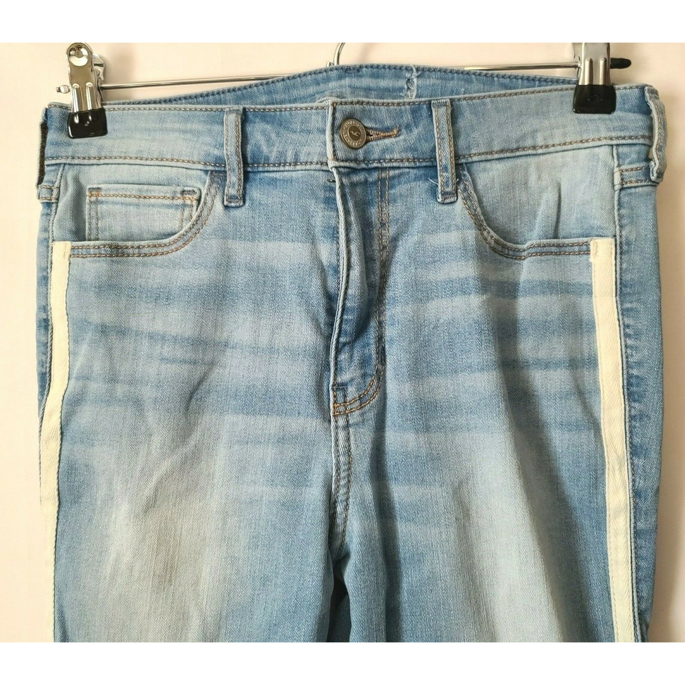 Hollister California Womens Jeans Light Wash Size 25 Raw Hem Skinny Side Stripe - Picture 3 of 6